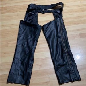 Harley Davidson Biker Chaps and Skull Cap